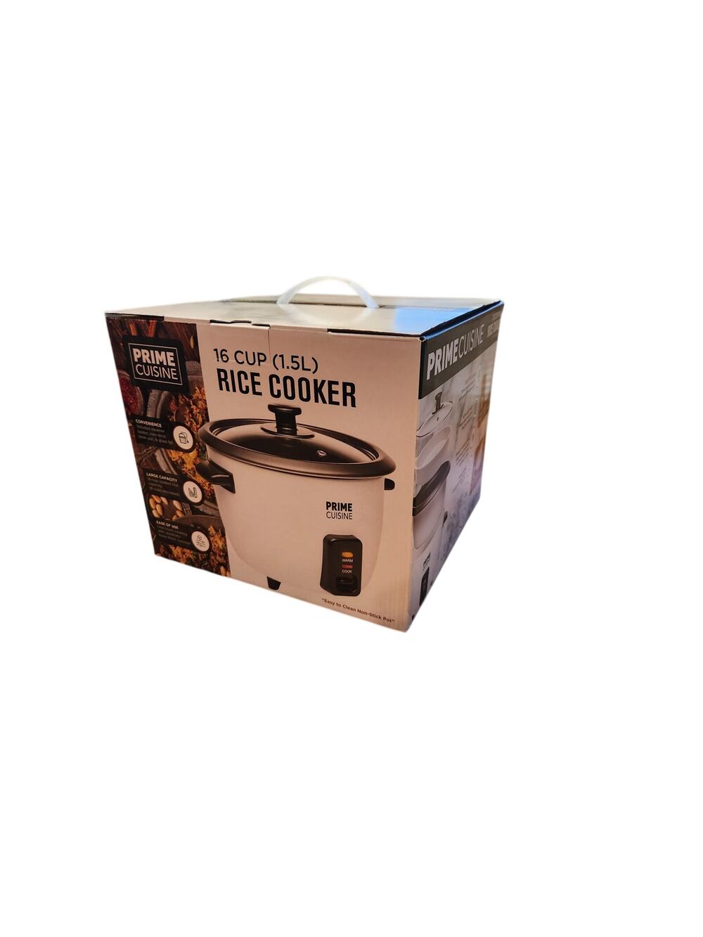 Prime Cuisine 16 Cup Rice Cooker 1.5L Nonstick Pot Steamer Basket New In Box
